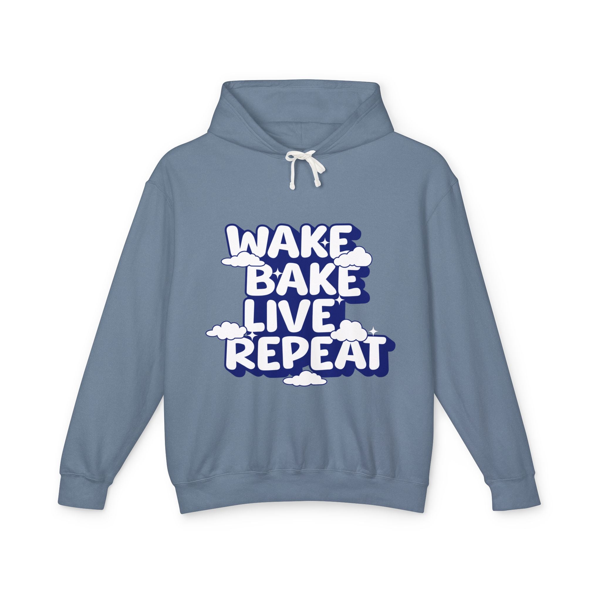 WAKE BAKE LIVE REPEAT - Unisex Lightweight Hooded Sweatshirt - Damned Threads
